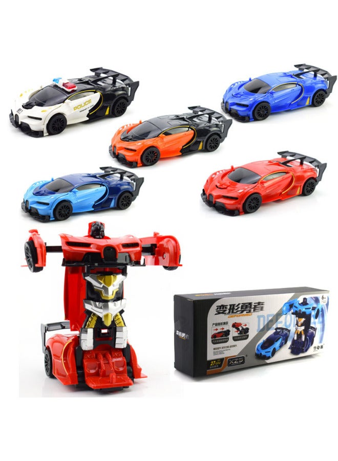 Product Impact Deformation Remote Control Car Model Toy Children Boy Gift Electric Deformation Robot Light-Color:Five-color Random Color Box Packaging-Proportion:1:24  - Image 1