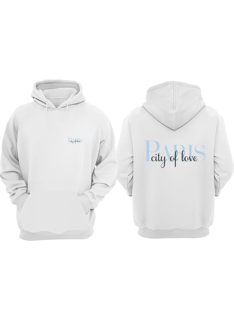 The Wert - Unisex Paris City Love Design Front Back Printed Regular Fit White Sweatshirt - Image 1