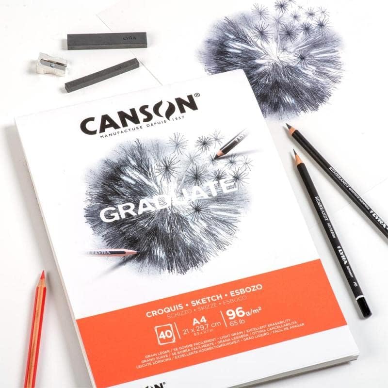 CANSON CANSON Graduate Light Grain 96gsm A4 Sketch Paper Pad Glued Short Side 40 Natural White Sheets Ideal for Professional Artists  Students - Image 4