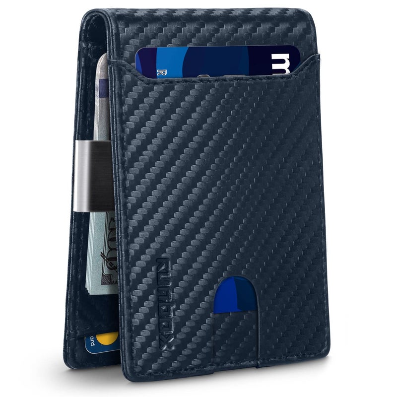 RUNBOX Slim Wallets for Men - Leather Money Clip Mens Wallet - RFID Blocking Front Pocket Bifold Wallet - Thin Credit Card Holder with Gift Box - Image 1