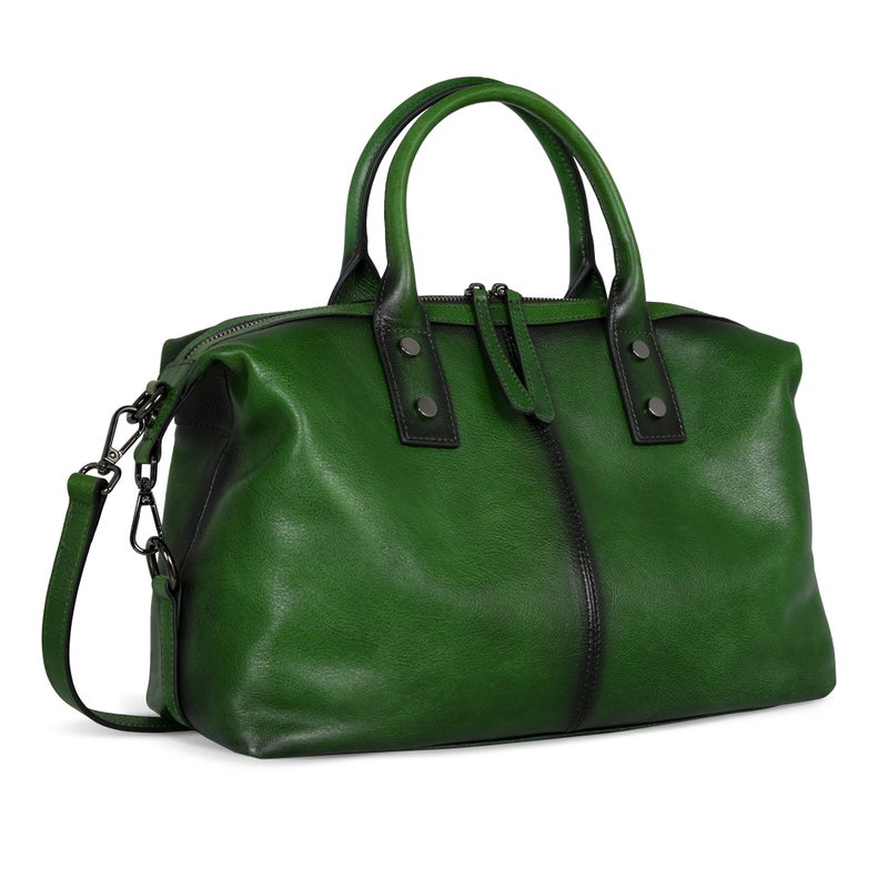 Iswee Satchel Bags Retro Leather Purses for Women Handbags Shoulder Bags Luxury Tote Hobo Cross Body Work Doctor Bag Pocketbooks(Green) - Image 1