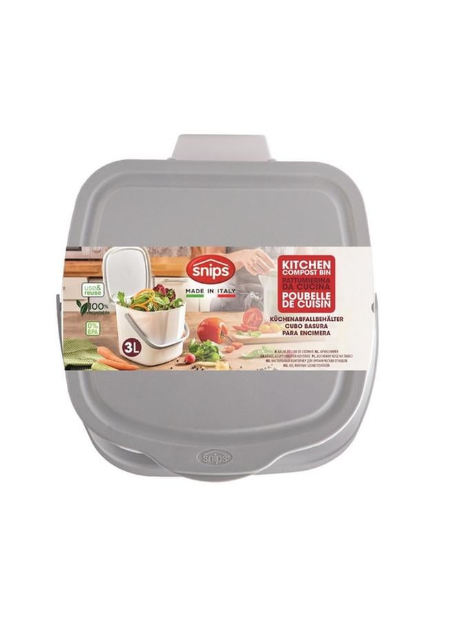 Snips Hanging Kitchen Compost Bin with Handle Off-White and Grey 3 Liter 010079 - Image 5