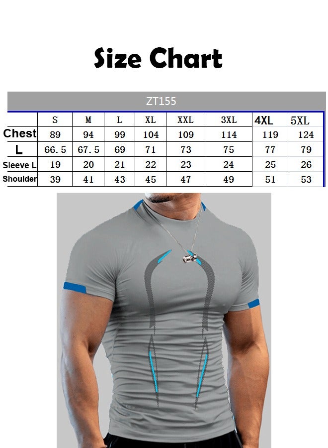 ZCM-HAPPY Fitness Training Breathable Short Sleeved Quick Drying T-Shirt for Men, GYM Workout T-Shirt, Fashionable and Comfortable Sportswear - Image 2