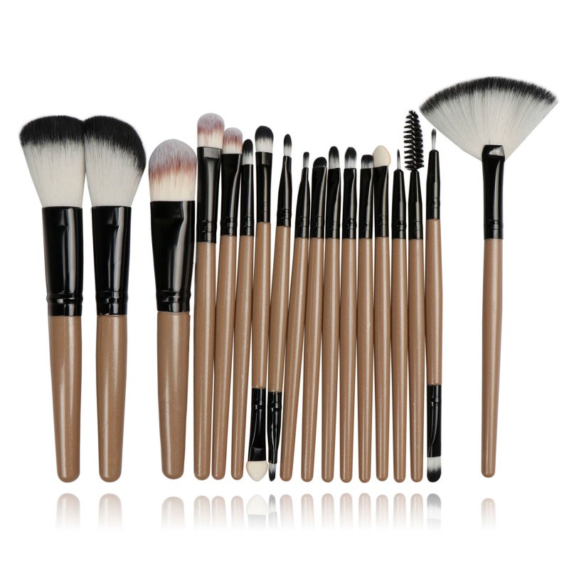 18pcs Makeup Brushes Kit for Foundation Powder Blush Eyeliner Eye Shadow Make Up Cosmetic Brush with Plastic Handle Synthetic Fiber Hair Brush Head - Image 1