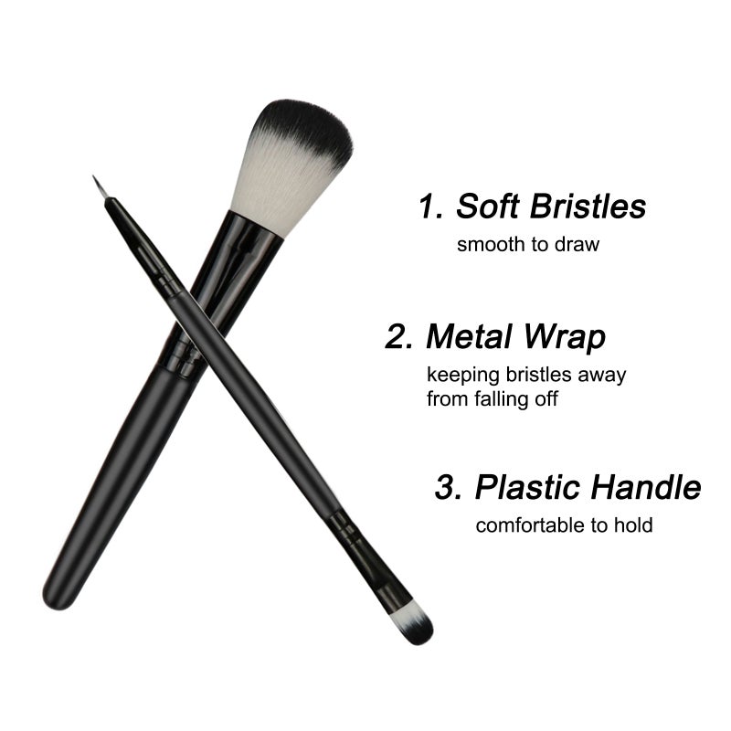 18pcs Makeup Brushes Kit for Foundation Powder Blush Eyeliner Eye Shadow Make Up Cosmetic Brush with Plastic Handle Synthetic Fiber Hair Brush Head - Image 4