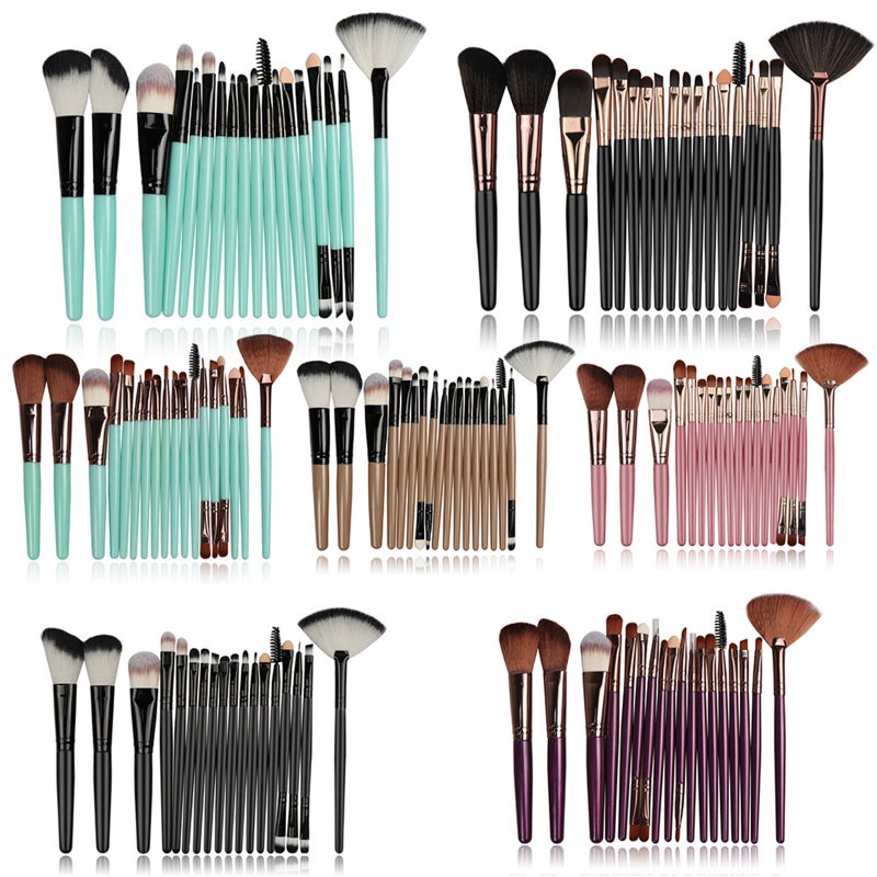18pcs Makeup Brushes Kit for Foundation Powder Blush Eyeliner Eye Shadow Make Up Cosmetic Brush with Plastic Handle Synthetic Fiber Hair Brush Head - Image 5
