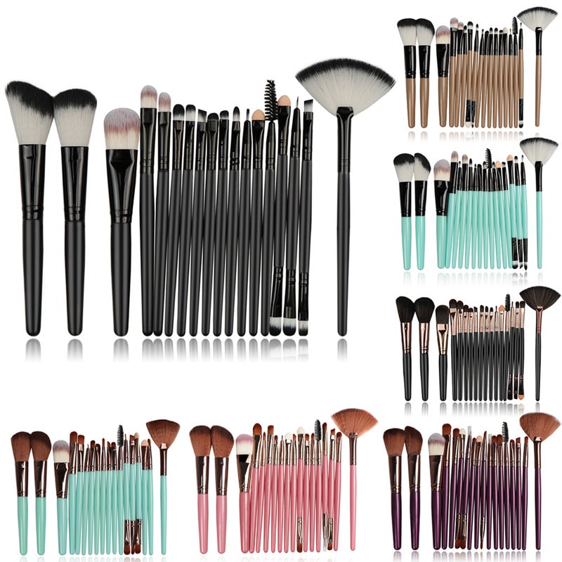 18pcs Makeup Brushes Kit for Foundation Powder Blush Eyeliner Eye Shadow Make Up Cosmetic Brush with Plastic Handle Synthetic Fiber Hair Brush Head - Image 2