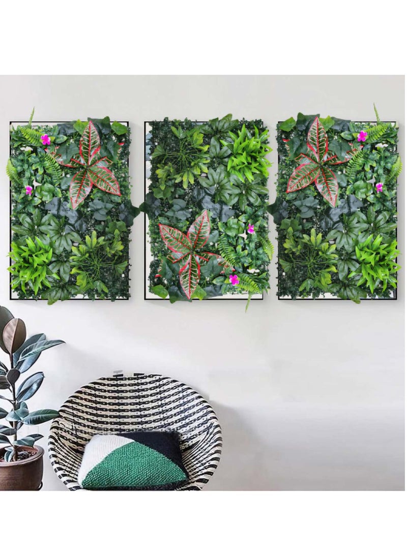 HOME TASTE Artificial Wall Grass Panels | Boxwood Faux Greenery Panels, 40x60cm Eucalyptus Leaves Turf for Indoor and Outdoor Wall Decor – Realistic Hedge Privacy Fence Screen for Garden  - Image 1