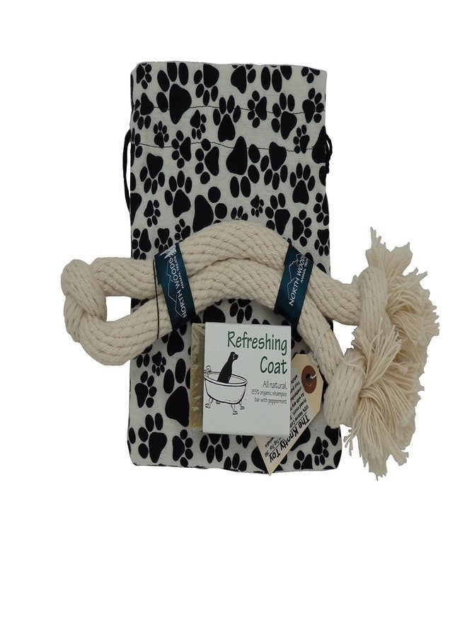SanAndCo Soap and a Rope Dog Puppy Gift - in Reuseable Paw Print Fleece Bag - Handmade in USA - Image 1