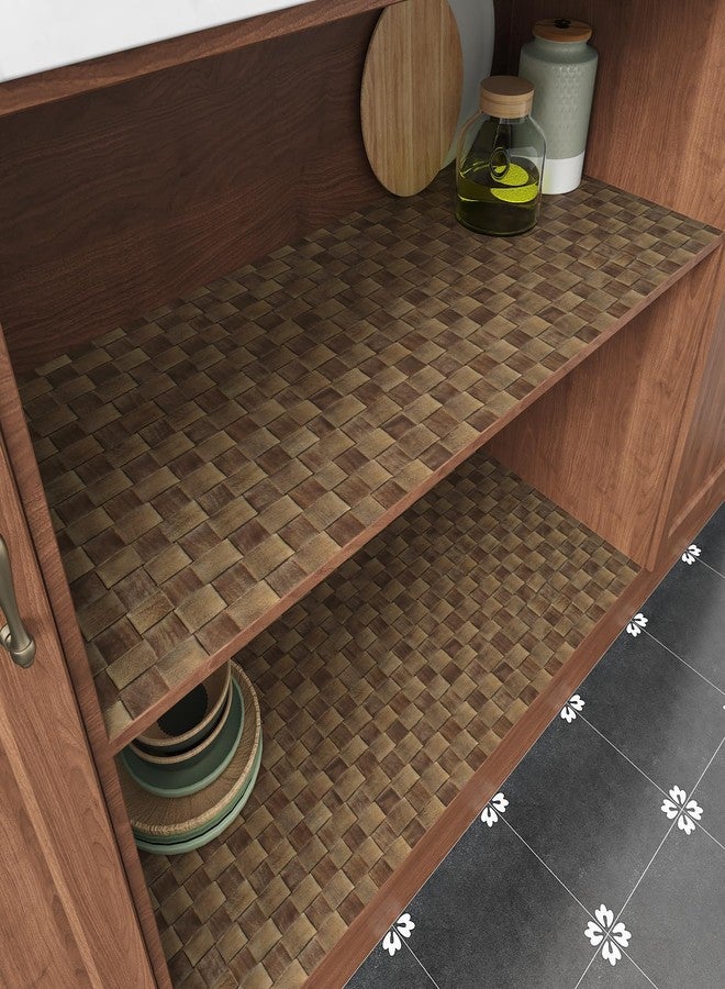 WESTICK Vintage Brown Weave Rattan Wallpaper for Bedroom Self Adhesive Non-Textured Rattan Contact Paper Natural Wicker Woven Peel and Stick Wallpaper Vinyl Wrap for Cabinets Shelf Liner 15.8"x80" - Image 3