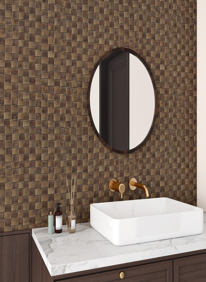 WESTICK Vintage Brown Weave Rattan Wallpaper for Bedroom Self Adhesive Non-Textured Rattan Contact Paper Natural Wicker Woven Peel and Stick Wallpaper Vinyl Wrap for Cabinets Shelf Liner 15.8"x80" - Image 4