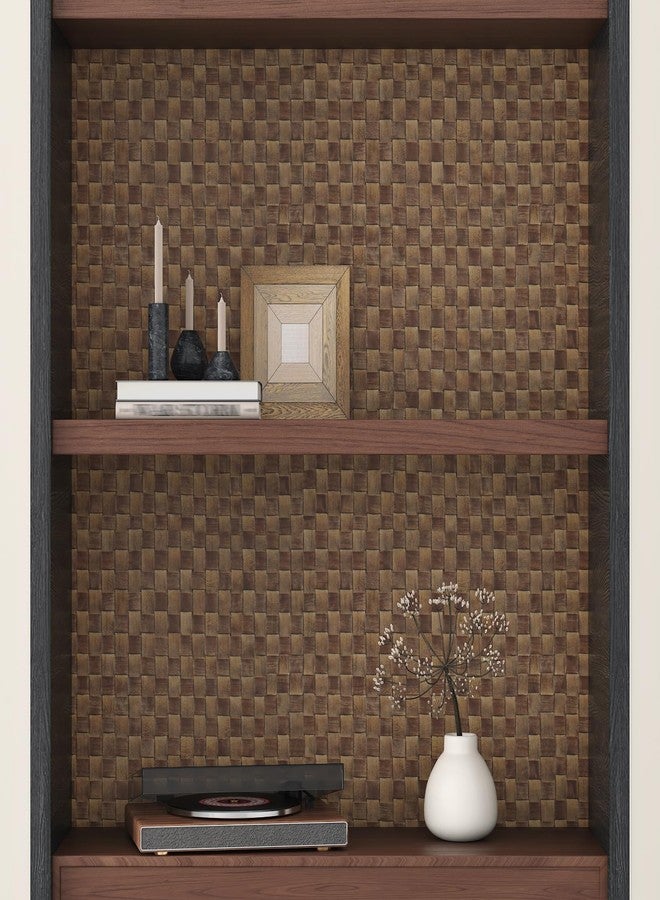 WESTICK Vintage Brown Weave Rattan Wallpaper for Bedroom Self Adhesive Non-Textured Rattan Contact Paper Natural Wicker Woven Peel and Stick Wallpaper Vinyl Wrap for Cabinets Shelf Liner 15.8"x80" - Image 5