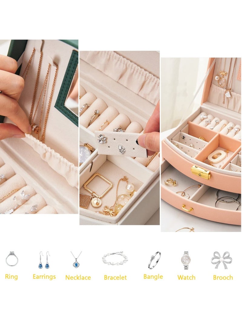 KASTWAVE Jewellery Box Organize Your Jewelry in Style with Our Douzi 2 Layer Jewelry Box Large Capacity Waterproof PU Leather and Lockable Design Perfect Gift for Women and Girls - Image 2