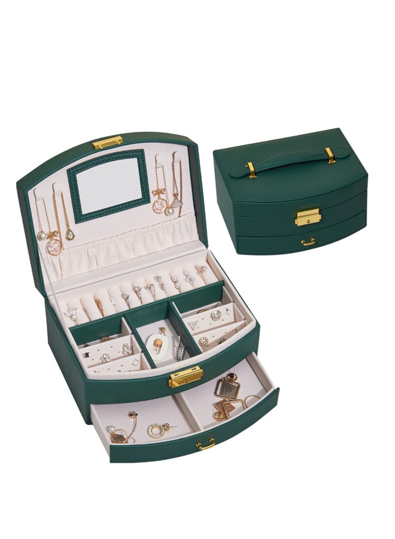 KASTWAVE Jewellery Box Organize Your Jewelry in Style with Our Douzi 2 Layer Jewelry Box Large Capacity Waterproof PU Leather and Lockable Design Perfect Gift for Women and Girls - Image 1