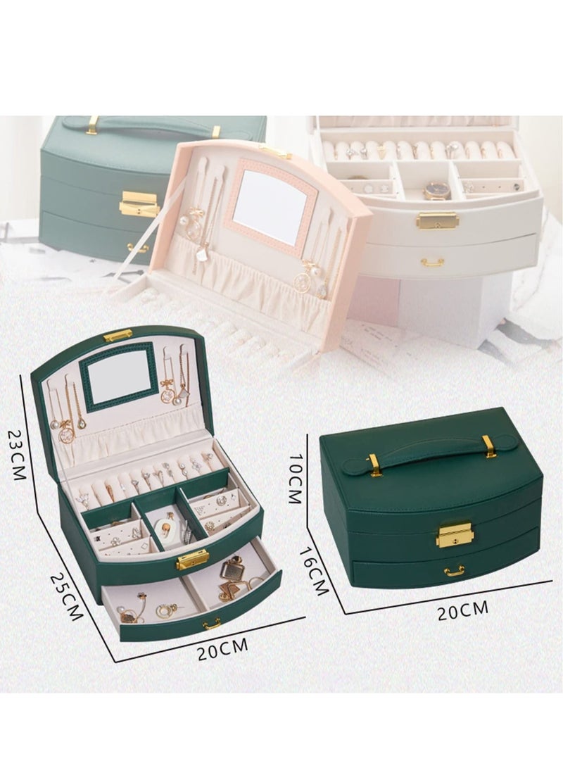 KASTWAVE Jewellery Box Organize Your Jewelry in Style with Our Douzi 2 Layer Jewelry Box Large Capacity Waterproof PU Leather and Lockable Design Perfect Gift for Women and Girls - Image 4