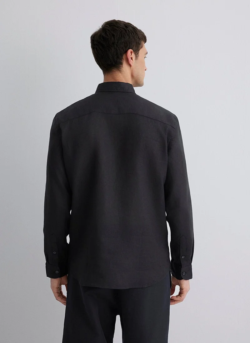 مافي Black Linen Shirt