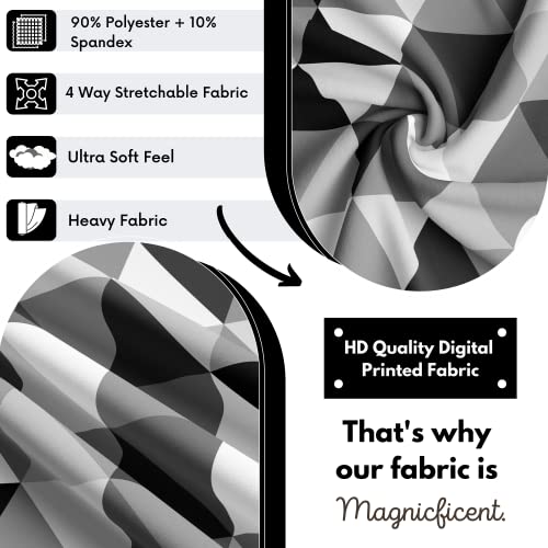 BRIDA® Stretchable Floral Printed Dining Chair Covers Set of 6 Seater Elastic Chair Seat Case Protector, Slipcover Set of 6 (Black White Triangle), Polyester;Polyester Blend - Image 3