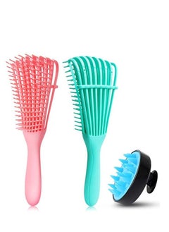 3 Pack Detangling Brush Set, Hair Detangler for Natural Hair, Comb 3a to 4c Texture Kinky Wavy Curly Coily Thick Long Dry Wet