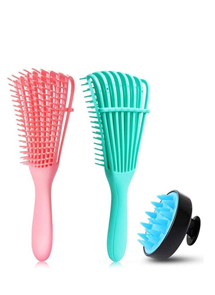 NIBEMINENT - 3 Pack Detangling Brush Set, Hair Detangler for Natural Hair, Comb 3a to 4c Texture Kinky Wavy Curly Coily Thick Long Dry Wet - Image 1
