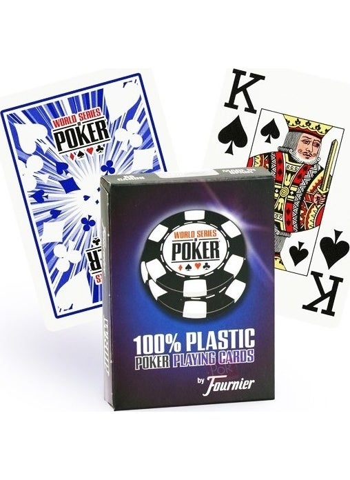 Fournier - Wsop Jumbo Index 100% Plastic Poker Playing Card - Blue - Image 1