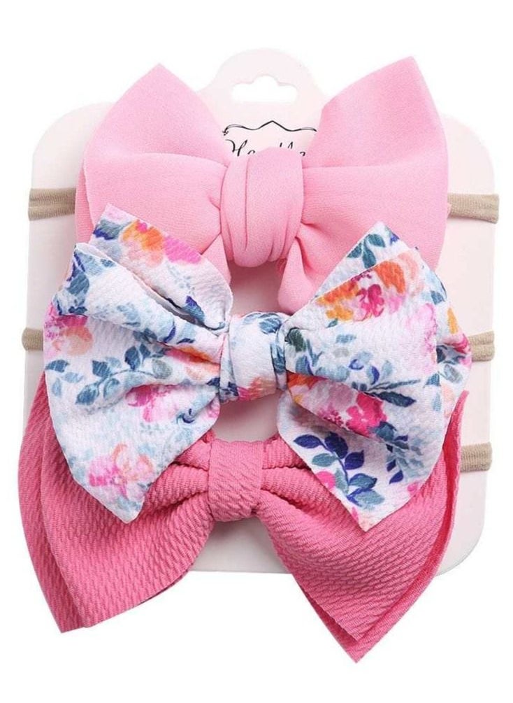 The Girl Cap The Girl Cap Elastic Baby Headband Stretchable Nylon Assorted Hairbands Hair Accessories for Baby - Fuchsia Pink - 3PCs 