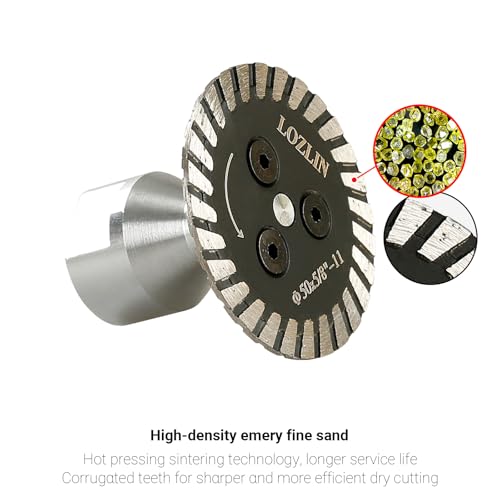 LOZLIN 50mm Diamond Saw Blade 5/8-11 Thread, Turbo Rim Cutting Disc for Granite Marble Concrete Stone, Compact Engraving Wheel for Angle Grinder Rotary Tool Power Drill - Image 3