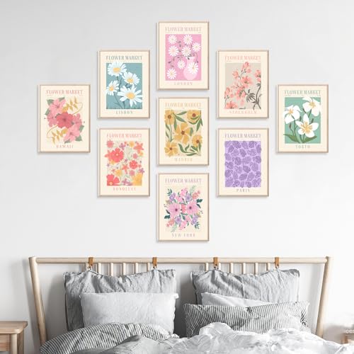 UNIRO Flower Market Posters Set of 9, Minimalist Wall Art Prints, Vintage Flower Pictures, Abstract Canvas Colorful Floral Painting for Living Room, Bedroom, Dorm - Image 5
