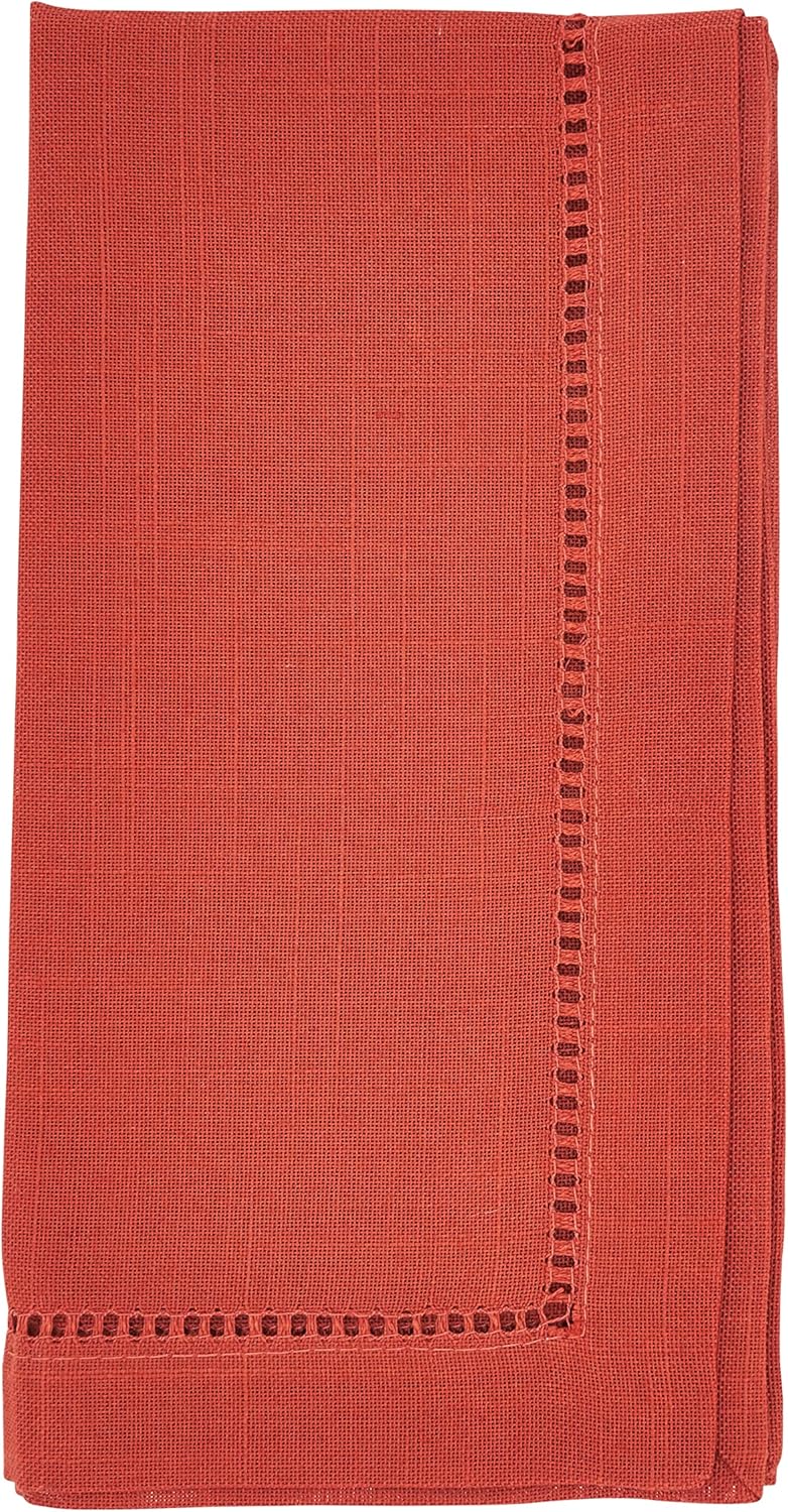 Saro Lifestyle Dinner Napkin with Hemstitched Border Set of 12 Terracotta 18 - Image 1