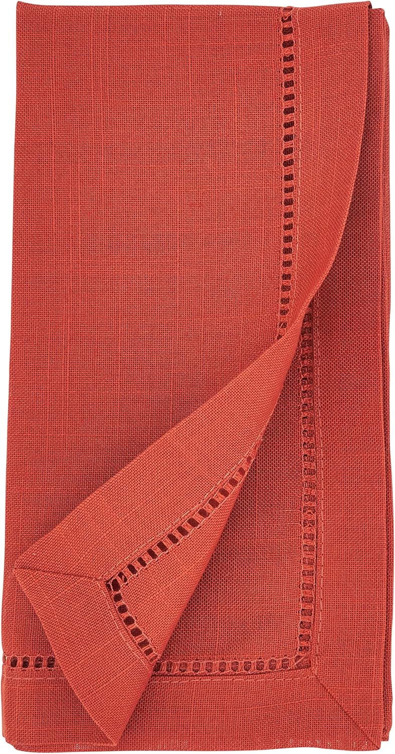 Saro Lifestyle Dinner Napkin with Hemstitched Border Set of 12 Terracotta 18 - Image 2