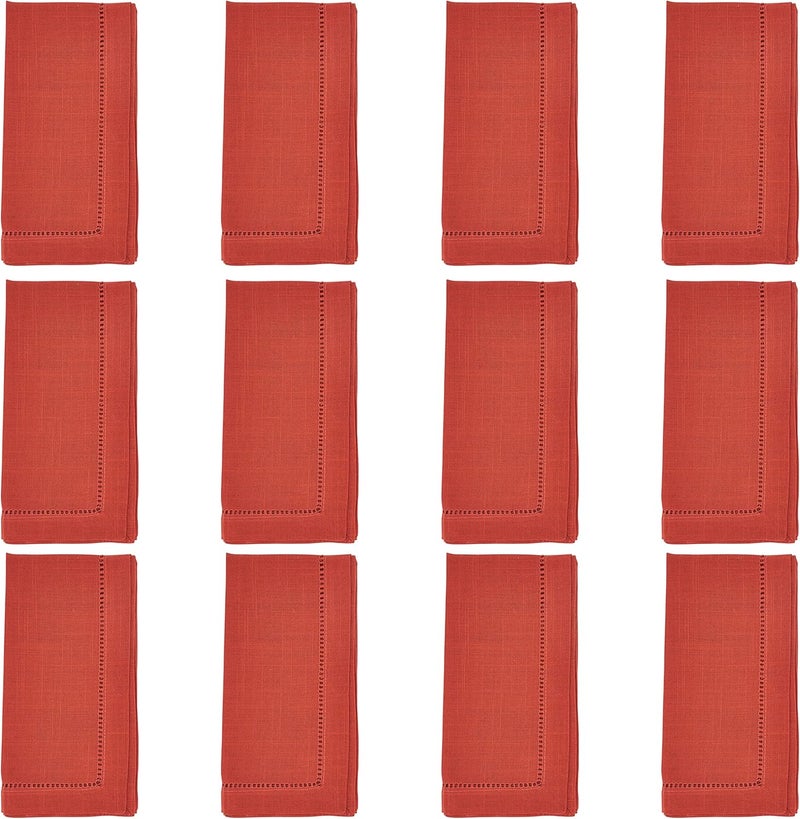 Saro Lifestyle Dinner Napkin with Hemstitched Border Set of 12 Terracotta 18 - Image 3