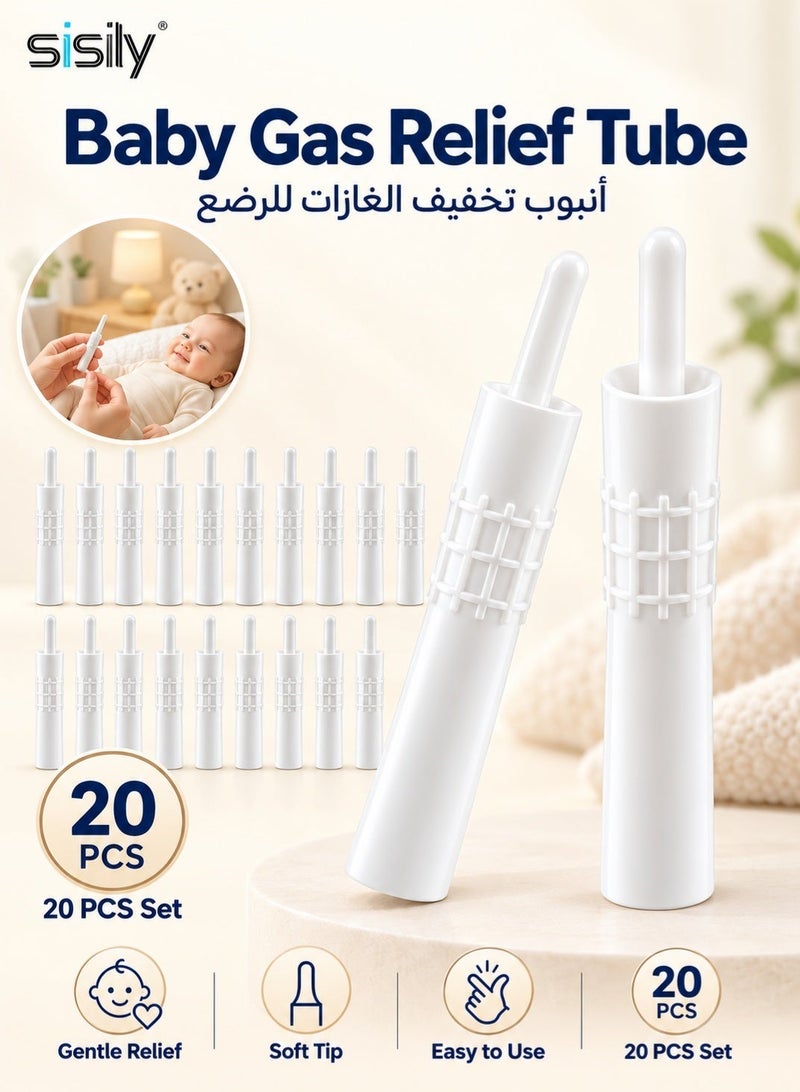 Sisily 20pcs Baby Gas Relief Tube, Infant Gas Passer with Rounded Tip and Safety Stopper for Newborn Tummy Discomfort Care - Image 1