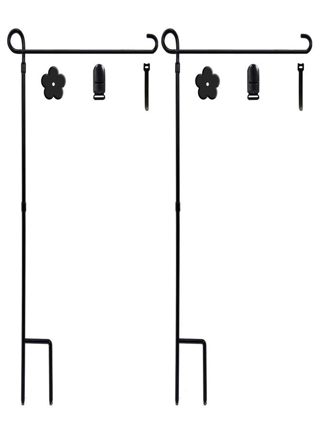 YEAHOME 2PC Garden Flag Holder Stand, Weather-Proof Yard Flag Pole Black Metal Powder-Coated Flagpole with Tiger Clip and Rubber Stopper for Garden Flags Outdoor Decorations - Image 1