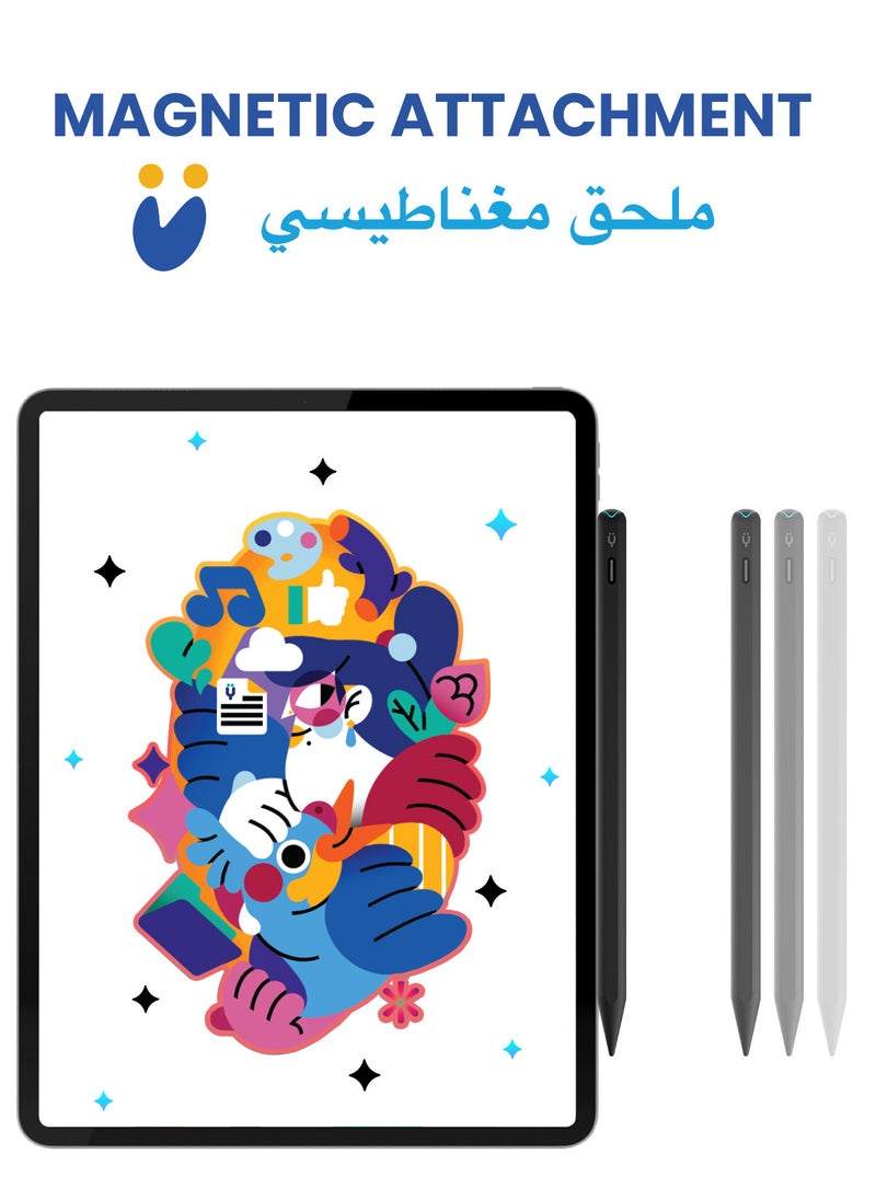 TinyMoose - Stylus Pen Pencil Pro 2 Updated with Gestures / On-Screen Battery Indicator / Fast USB-C Charging / Palm Rejection For Apple iPad 2018 and Later - Black Edition - Image 1