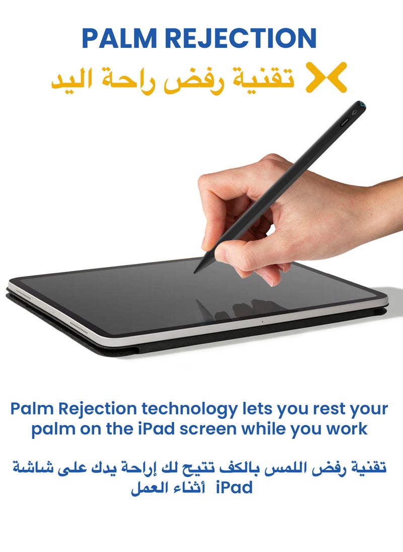 TinyMoose - Stylus Pen Pencil Pro 2 Updated with Gestures / On-Screen Battery Indicator / Fast USB-C Charging / Palm Rejection For Apple iPad 2018 and Later - Black Edition - Image 1