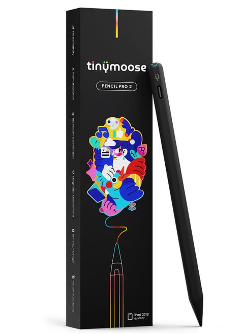 Stylus iPad Pen Pencil Pro 2 Updated with Gestures / On-Screen Battery Indicator / Fast USB-C Charging / Palm Rejection For Apple iPad 2018 and Later - Black Edition