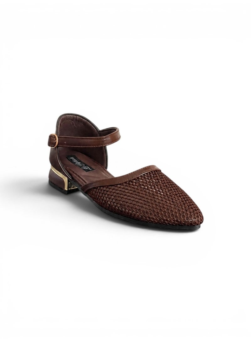 LIFESTYLISH sandal flat Leather with mesh SF-64 - Brown - Image 1