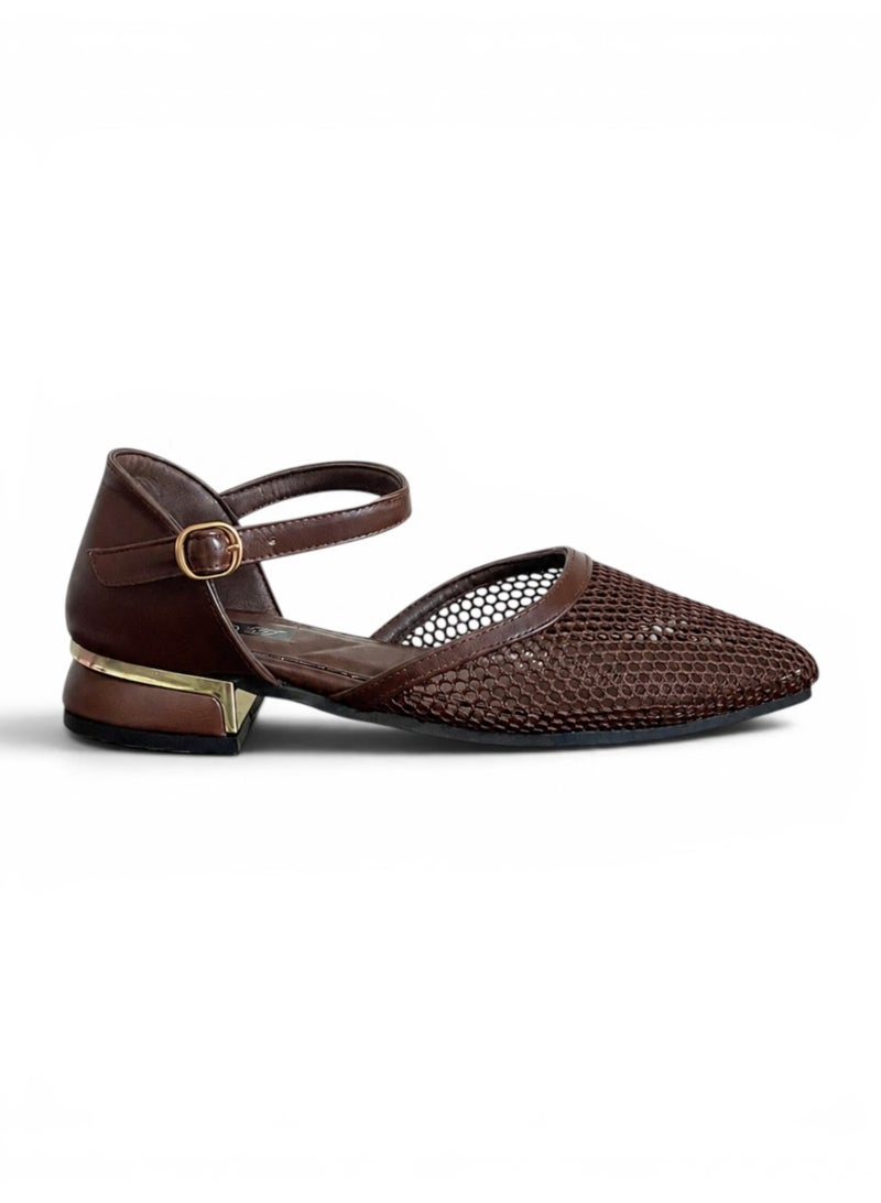 LIFESTYLISH sandal flat Leather with mesh SF-64 - Brown - Image 2