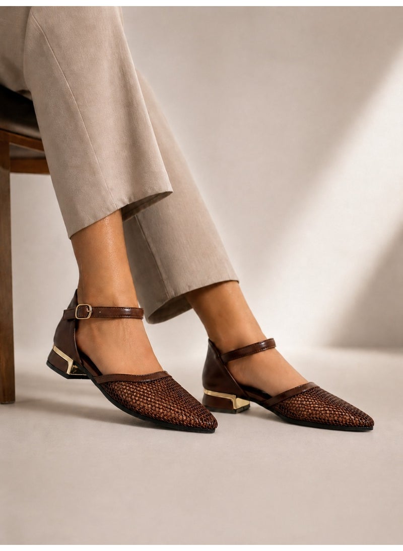 LIFESTYLISH sandal flat Leather with mesh SF-64 - Brown - Image 4