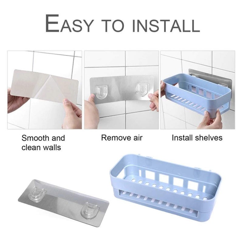 Orrda Kitchen Shelf Storage Rack Self Adhesive Traceless Rectangular Box Organizer Plastic Hanging Toilet Bathroom Desktop Wall Mount - Image 4