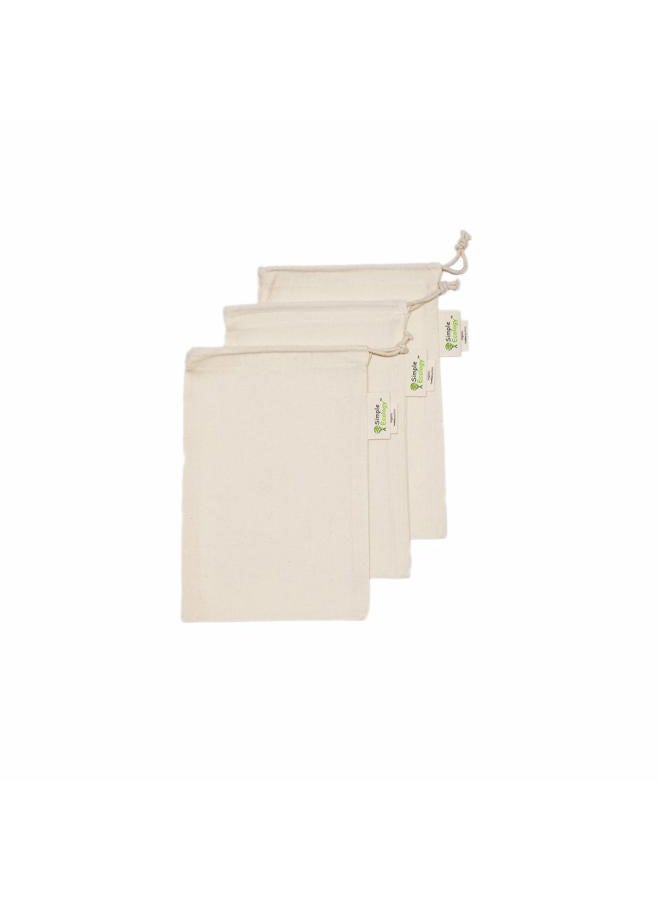 Simple Ecology Muslin Reusable Produce Shopping and Storage Bags, Organic Cotton, Drawstring, Washable, Tare Weight Tag; X Small 3 pack - Image 1