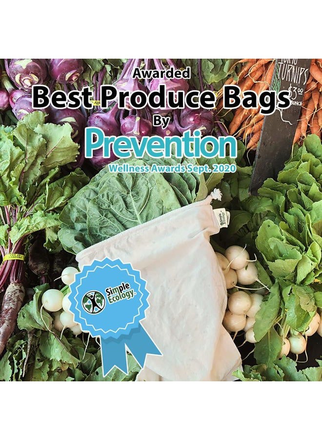 Simple Ecology Muslin Reusable Produce Shopping and Storage Bags, Organic Cotton, Drawstring, Washable, Tare Weight Tag; X Small 3 pack - Image 2