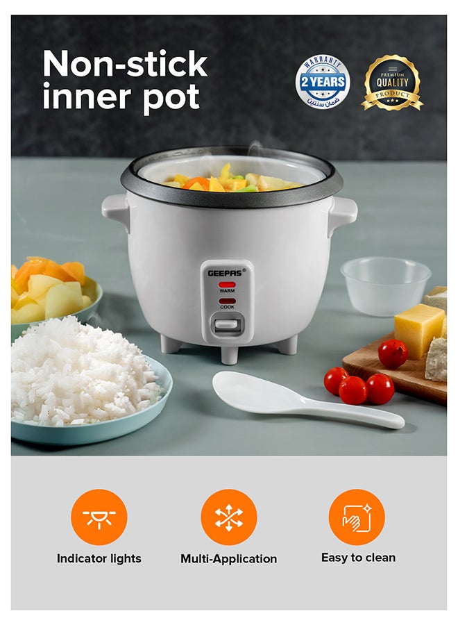 GEEPAS Rice Cooker with Non-Stick Cooking Pot | Automatic Cooking, Steam Vent Lid & Simple One Touch Operation, Multi Functional, Cool Touch Handle|Make Rice, Steam Healthy Food & Vegetables 0.6 L 300 W GRC1828 White - Image 5