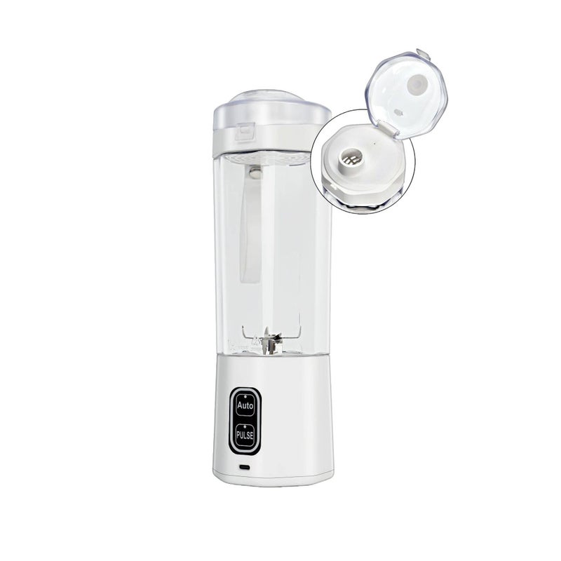 زجاجة عصارة محمولة باللون أبيض سهل الحمل كوب 601 - 800 ml وبحجم مناسب للسفر وبتصميم زجاجة وكوب لـ مشروبات الفاكهة الصغيرة والسموذي ومخفوقات البروتين وروتين المطبخ أثناء السفر - Image 1
