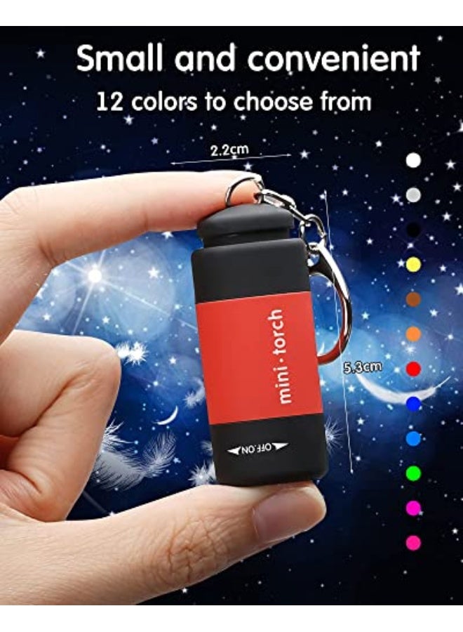 12 Pieces Mini Keychain Flashlight, USB Torch Rechargeable Colorful LED Flashlight High-Powered Keychain Lamp (White Light) - Image 2