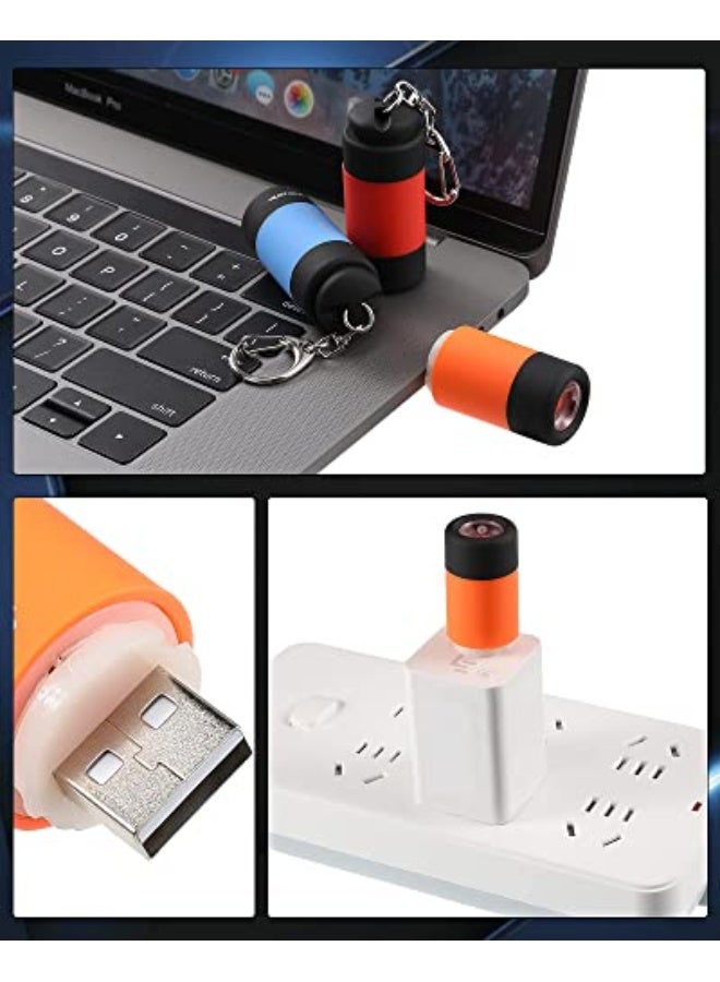 12 Pieces Mini Keychain Flashlight, USB Torch Rechargeable Colorful LED Flashlight High-Powered Keychain Lamp (White Light) - Image 3
