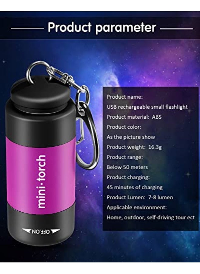 12 Pieces Mini Keychain Flashlight, USB Torch Rechargeable Colorful LED Flashlight High-Powered Keychain Lamp (White Light) - Image 4