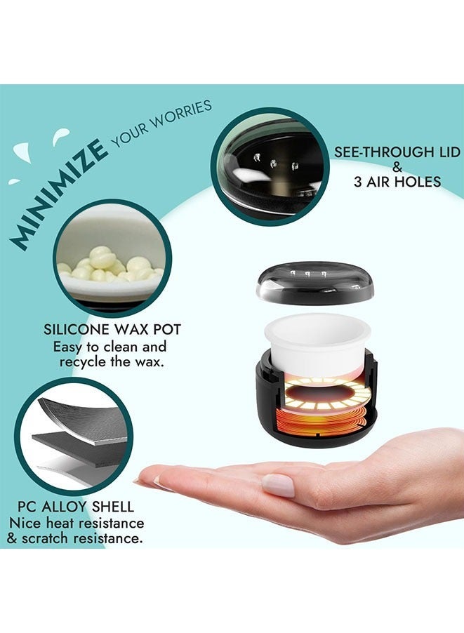 Muyixin طقم دافئ شمع صغير لإزالة شعر الوجه مع حبيبات الشمع، عصي خشبية، عصي للأنف، واقيات الشارب، زيت بعد الشمع - Image 3