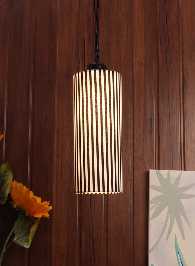 tu casa Pendant/Hanging Light Lamps Black Metal Base with Multi Zebra Cotton (Zebra Print) Shades for Home Décor, Bedrooms, Living Room, Gifting, Diwali, Dining Space, Restaurants (H-25) - Image 2
