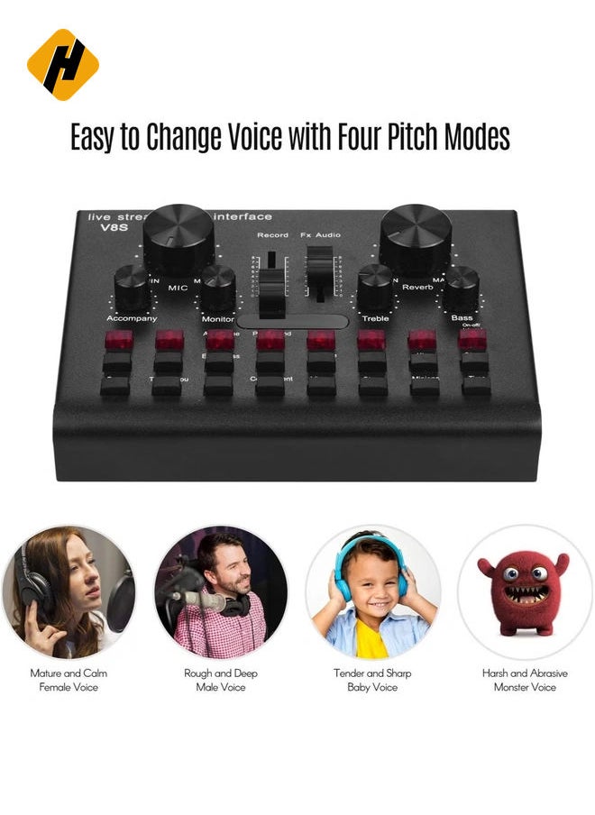 HuHa V8S Sound Card Live Drive Free Rechargeable Sound Card English Version  - Image 1