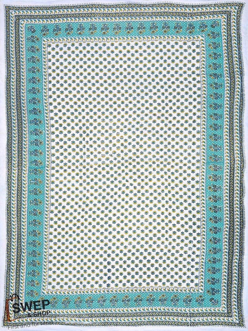 AARMOZY 280 TC Jaipuri Razai Hand Made Print Reversible Rajasthani Cotton Floral Print Single Bed Cotton Quilt Sanganeri Razai Multi Comforter Blanket 85X55 Inches  - Image 4